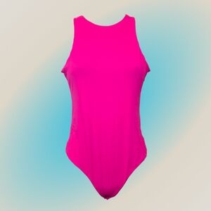SKIMS Fits Everybody High Neck Bodysuit in Fuschia